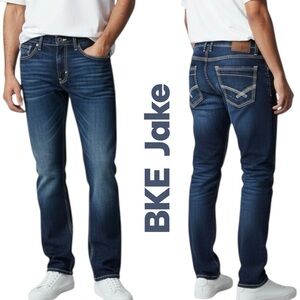 BKE Denim Men's Blue JAKE Straight Leg Stretchy Jeans Sz 34R x 32” Inseam